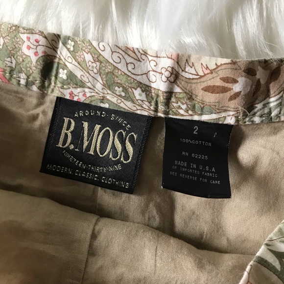 B. Moss 100% Cotton Paisley Lined A-Line Skirt, 2 - Picture 5 of 8